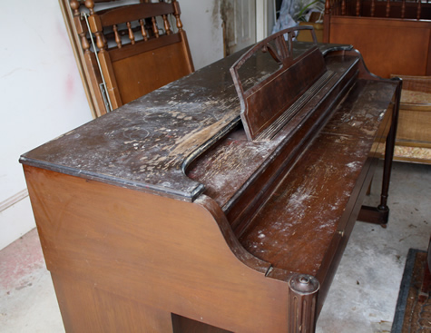 Piano Before Refnished by Kim's Wood Specialties